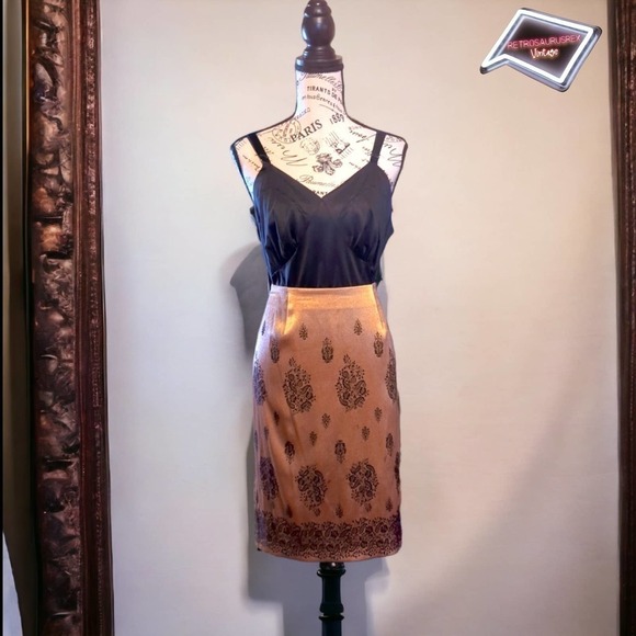 Vintage Glam Gold & Black Damask Special Party Wiggle Skirt, 10 New - Picture 7 of 8